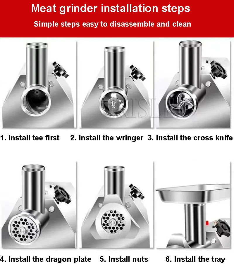 Electric Meat Grinder 850W Max Power - Stainless Steel Meat Grinder Mincer Stainless Steel Blade and Plates