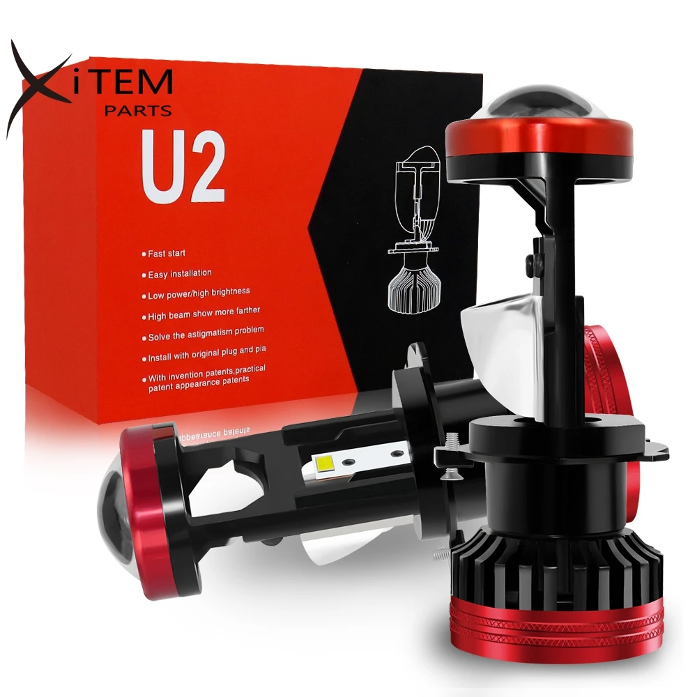 U2 H4 120W Mini Bi led Lens Projector Car Headlight projector led bulb for cars h4