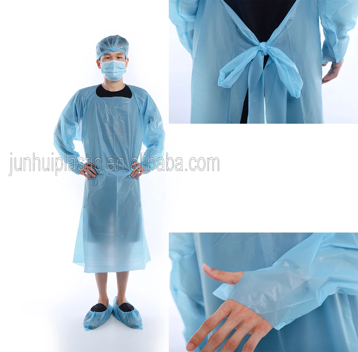 Factory Wholesale disposable CPE PE LDPE Waterproof gown thumb Loop Kitchen Aprons for adults