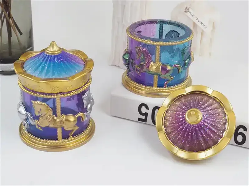 Y1012  New Design 3D Carousel Jar Mold Jesmonite Mold Silicone Gypsum Decoration Silicone Mold