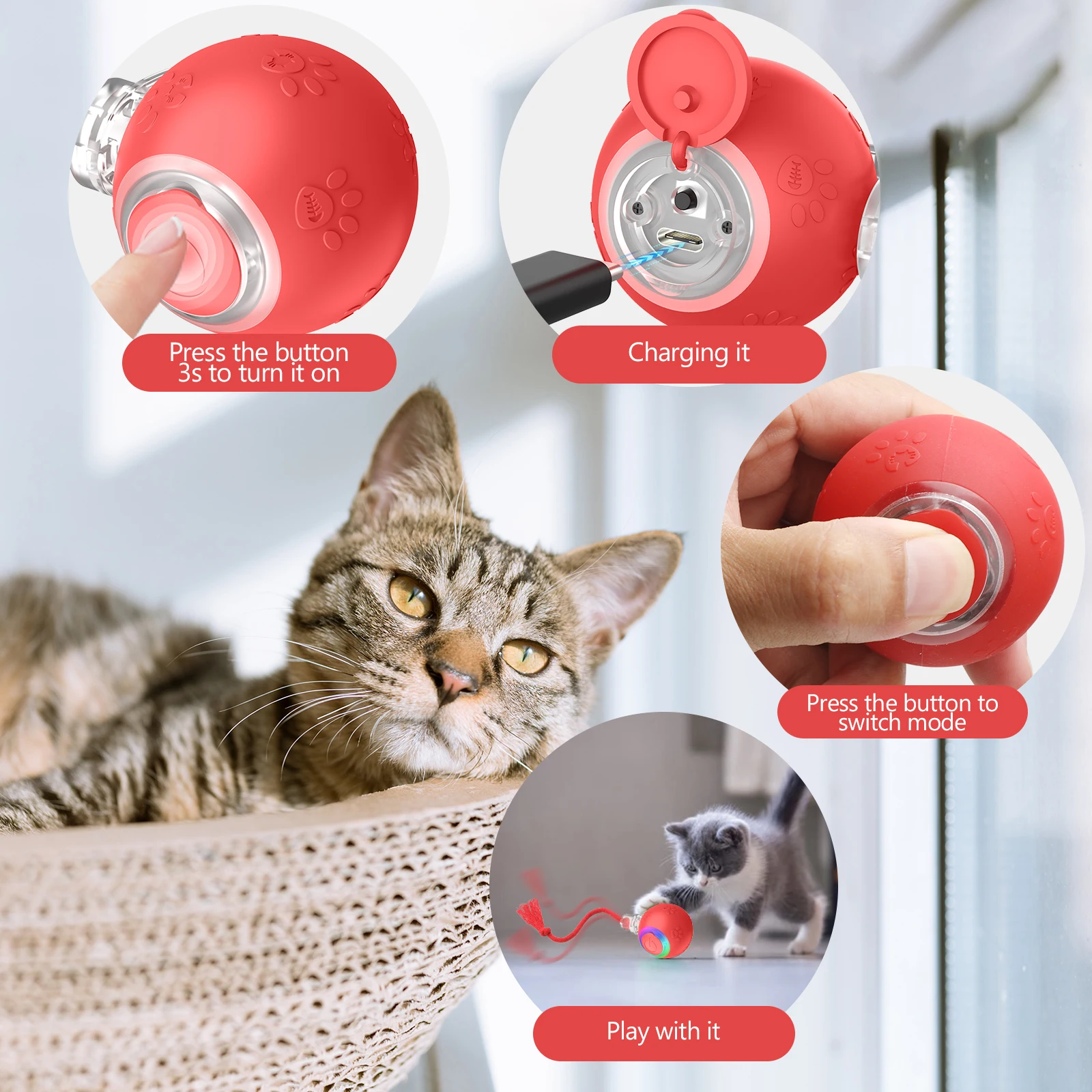 Pet Smart Toys Automatic Rolling Ball Electric Remote Control Dog Ball Interactive Cat Toy ABS Balls For Dogs Chew Toys