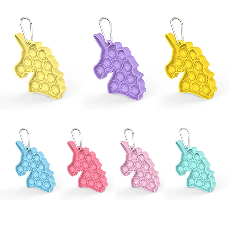 Simple Dimple Unicorn Key Ring Mental Arithmetic Desktop Puzzle Toy Silicone Push Pop Kids Fidget Keychain
