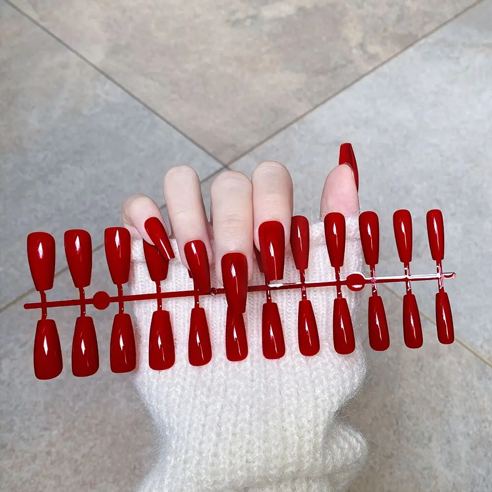 new arrival uv bright oil seal coat varnished nails Glossy Pattern  Nails Coffin Extra Long Press on Ballerina Acrylic nail