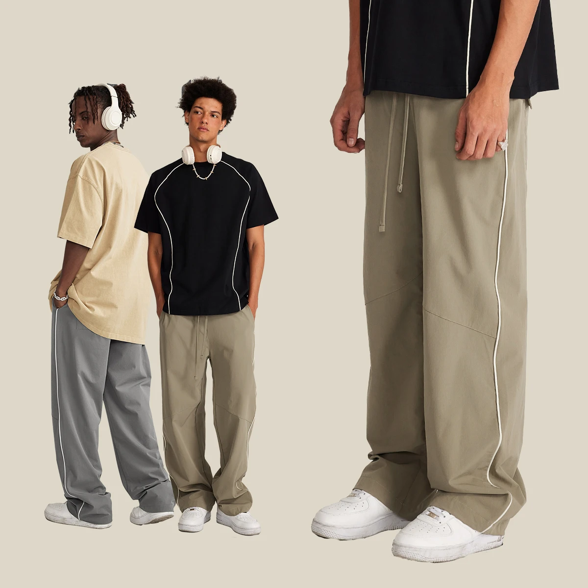 Mens Loose Cargo Baggy Hip Hop Long Pants Trousers Streetwear Pants Long Casual Workout Outwear Cargo Long Pants Custom Slogan
