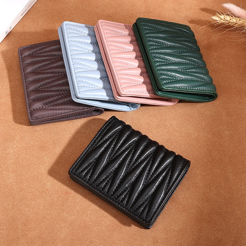 New Minimalist Small Short Cheap Mini Cute Sheepskin Leather Slim Leather Wallets For Woman Ladies Girls Stylish Purses