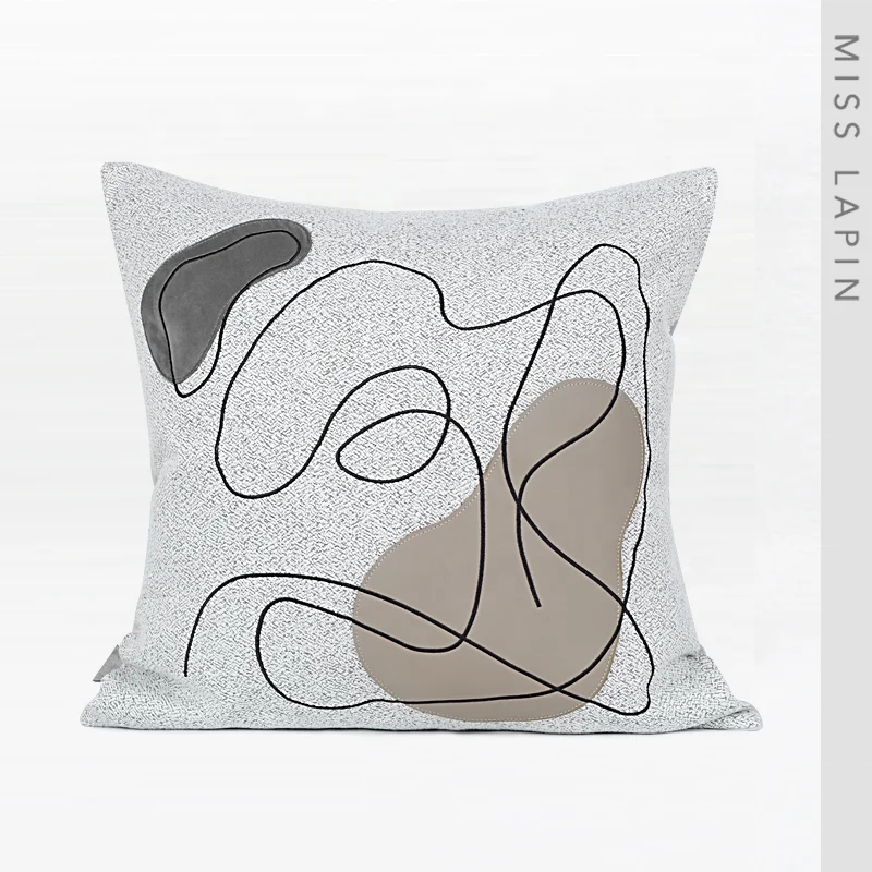 
Abstract Design Embroidered Square Pillow Cover Latest Design Modern Cushion Covers Decorative 