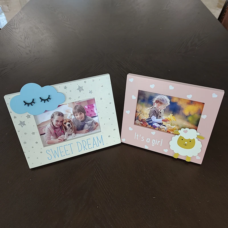 Wholesale custom high quality children wooden photo frame new creative eco-friendly baby photo frame