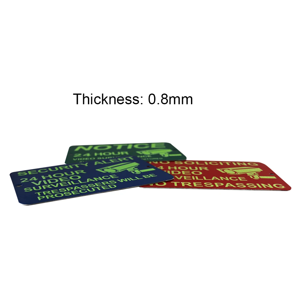 Reflective Safety Notice Custom Aluminum Board 24 Hours CCTV Camera Surveillance Warning Glow In The Dark Sign