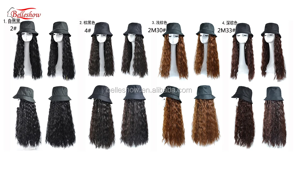 Hot sell wholesale Fisherman hat wig ins hot sell corn style hat fashion black girl curly cap Long curly corn hair