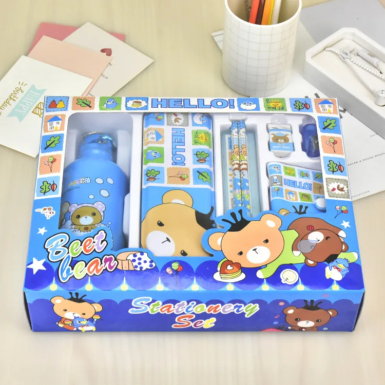 Student Stationery Pen Case 8-piece set with water bottle stationery set Bonus Holiday gift