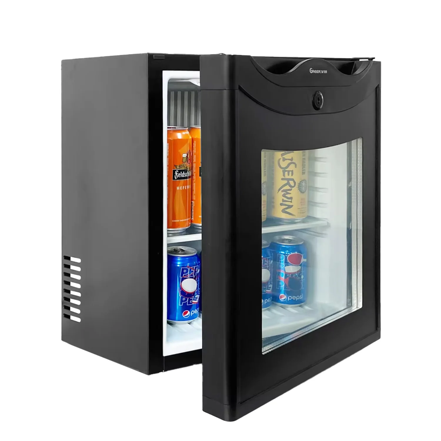 Black Mini Refrigerator Transparent Glass Door Commercial Compact Cosmetics Counter 25L Customized Car Mini Refrigerator