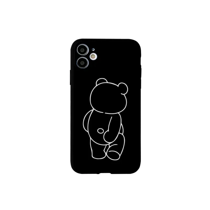 Funny cartoon bear phone case for iphone11 12 13 pro max liquid silicone xr xs all inclusive soft 7 8 Plus