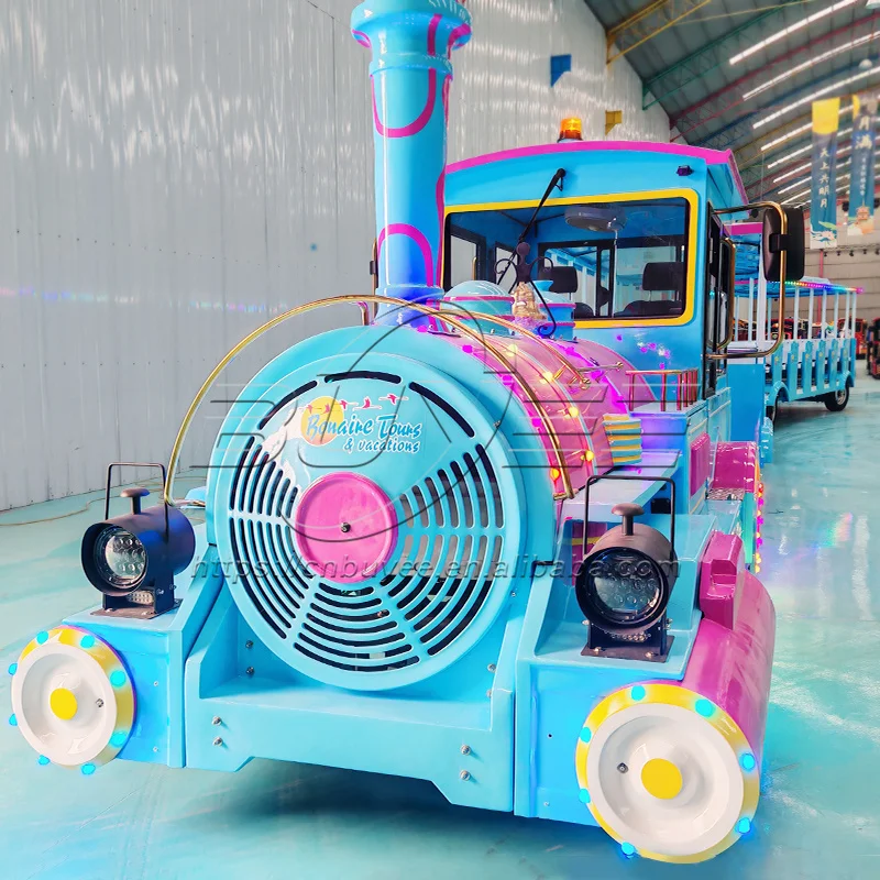 Outdoor Kids Electric Train Games 58 Passengers Simulated Steam Trackless Train For Sale