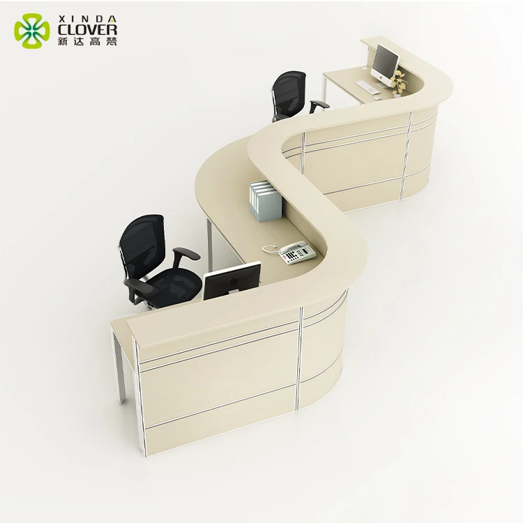 Used Curved Partition Panel Modern Office Counter Reception Table Design
