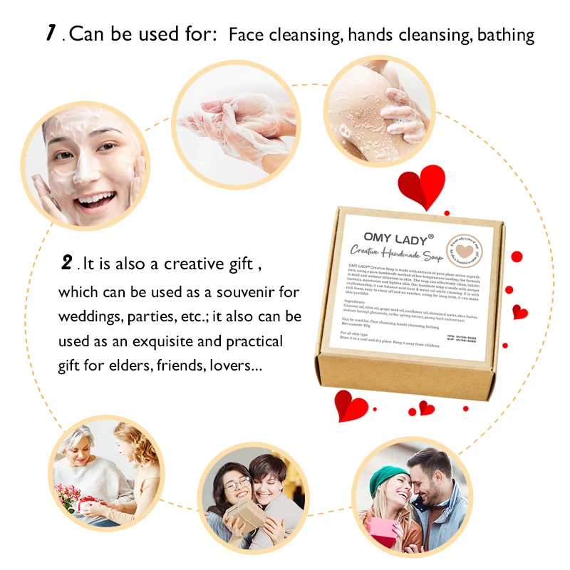 Exclusive design organic face soap 100% natural handmade creative soap