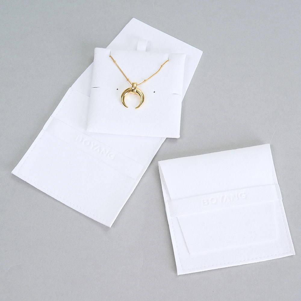 Custom White Jewelry Dust Gift Bags Microfiber Jewelry Pouch and Box Packaging