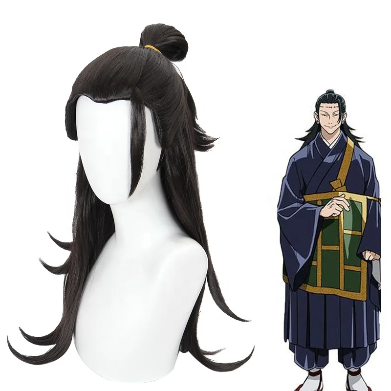 Wholesale 65cm Long Black Jujutsu Kaisen Anime Hair Peluca Geto Suguru Wig Cosplay Synthetic Halloween Party Hair Wigs