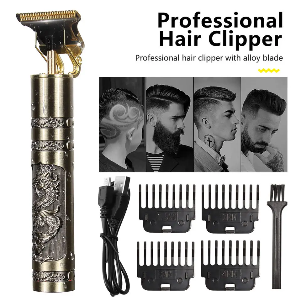 Hot Selling Multifunctional USB T9 Cordless Dragon Buddha Electric Cutter Hair Trimmer Clipper For Men
