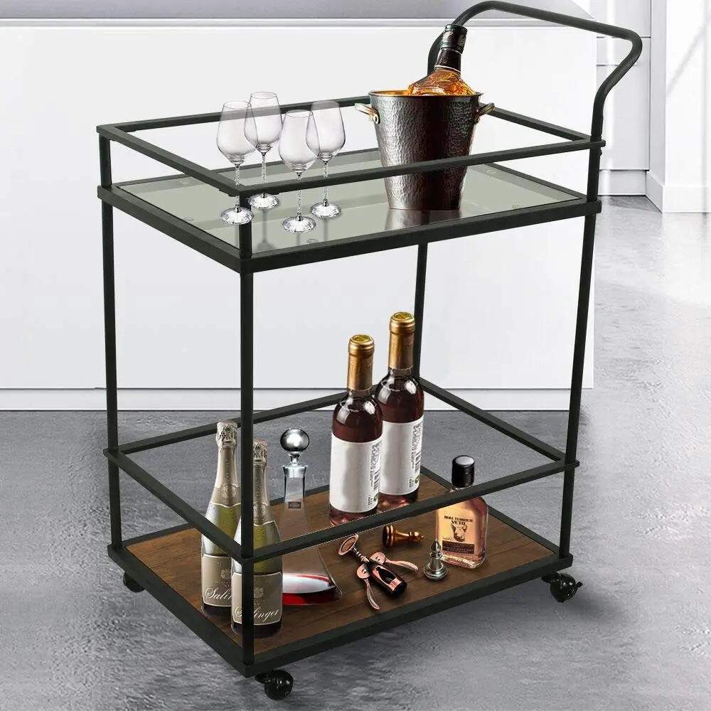 
Professional rolling trolley island wooden mobile truck food kitchen cart 