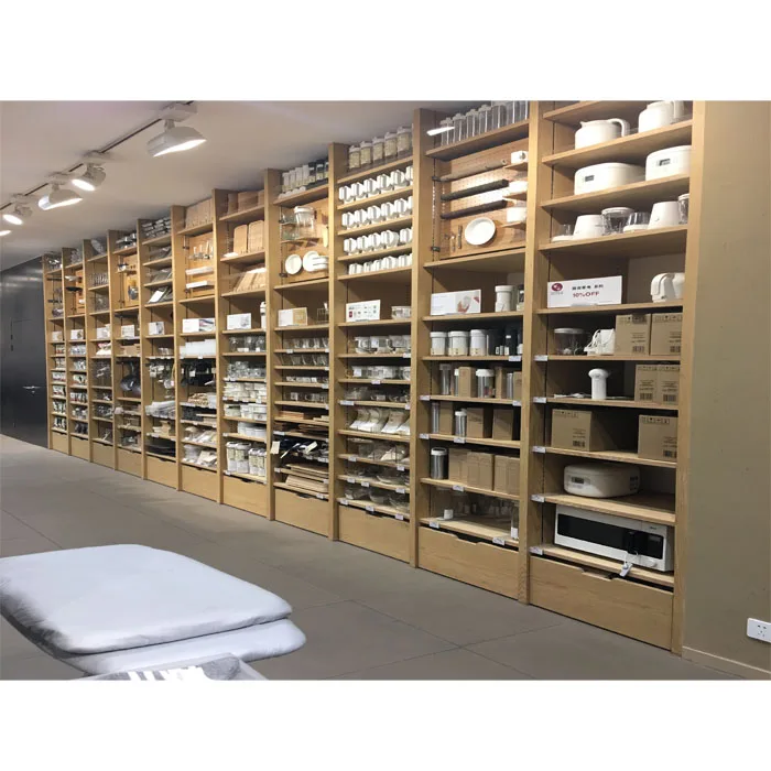 Индивидуальный дизайн настенный из дерева для розничной продажи под заказ магазинный демонстрационный стеллаж выставки товаров полки