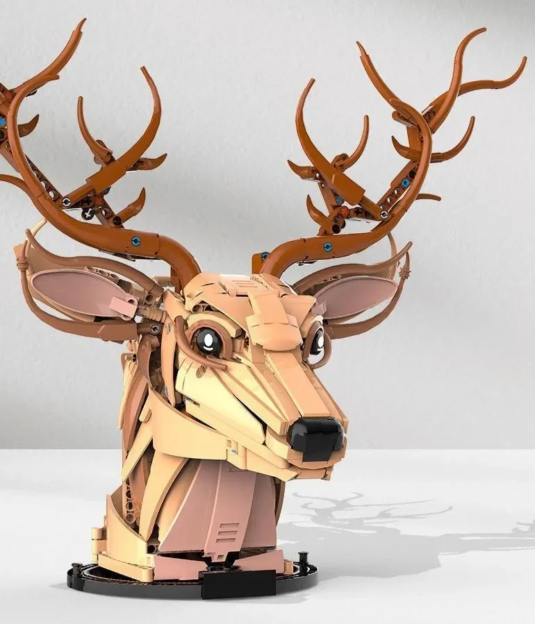 Forest animal head ornaments building block set, home decoration and desk display, send boys and girls birthday gifts.