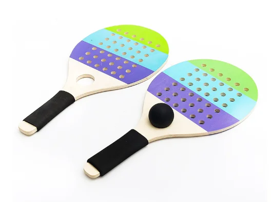 Promotional wholesale cheap wood paddle beach tennis racket with logo printed