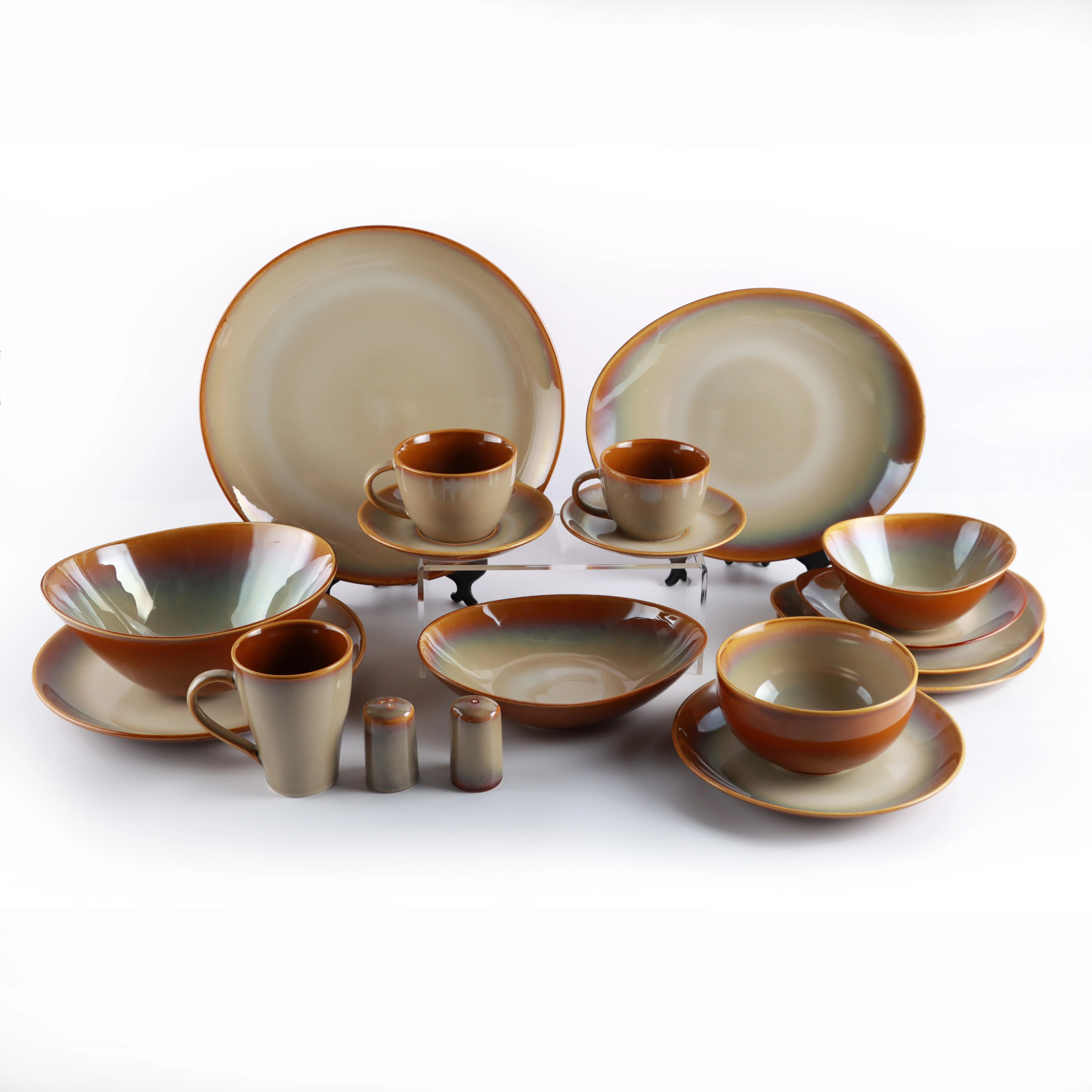 LZ Bangkok Brown Honey Ingot Bowl New Bone China Kiln Variant Salad and Soup Plate for Hotel and Home Use for Parties