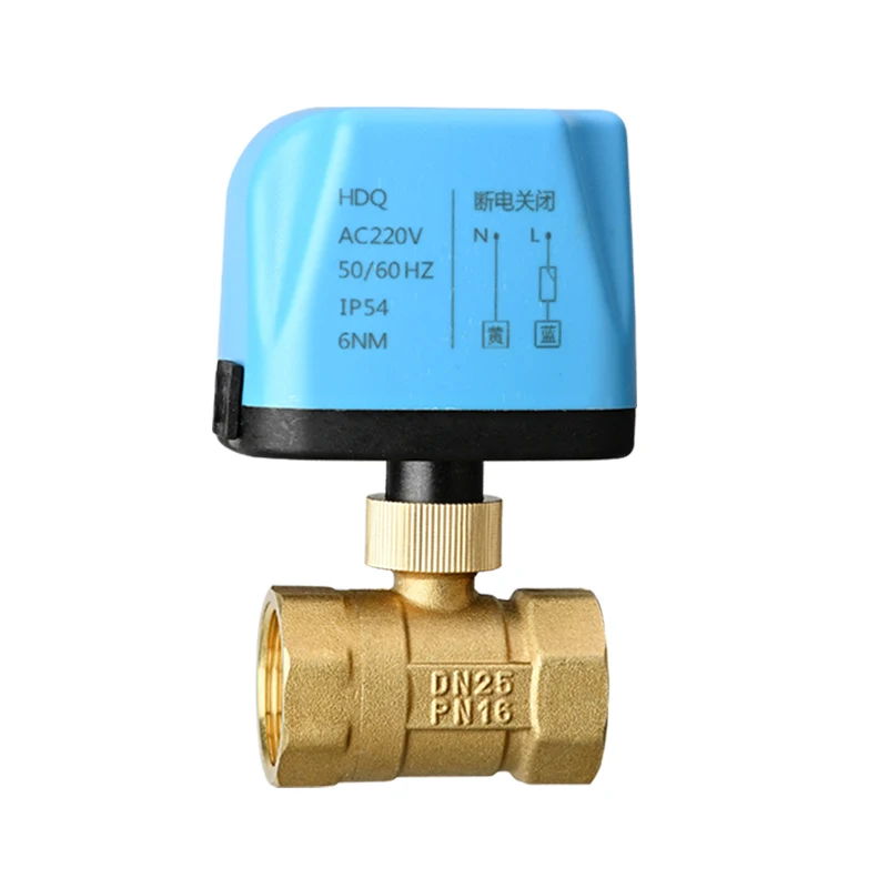 1inch two way motorized ball valve 220v  two-wire 2 point control brass electric ball valve with electric actuator