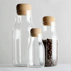 Nordic Glass Sealed Jar Transparent Storage Bottle With Cork Stopper Glass Jars And Bottles