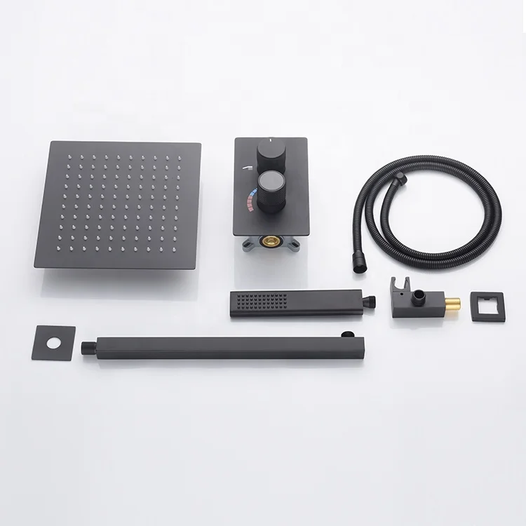 Wall LED Shower Column Rain Waterfall Shower Temperature Screen Handshower Massage SPA Jet Three Handles Mixer Taps Set Faucet