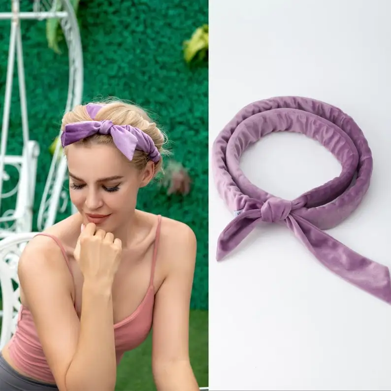 Multi-function heatless hair roller  velvet headband hair accessories filled cotton curl stick ribbon no heat hair curler
