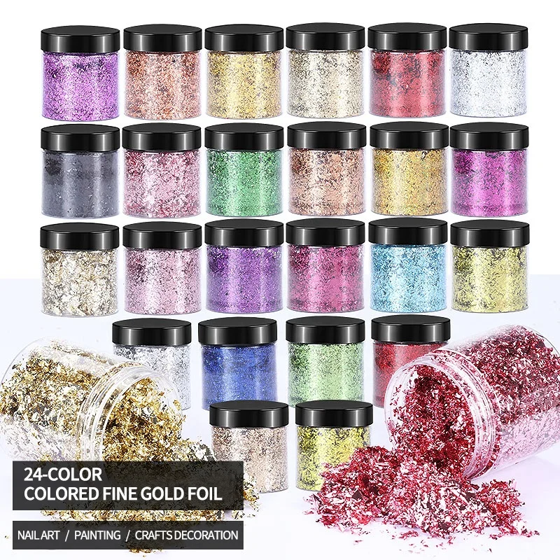 Osbang new arrival products 24 colors 3g gold foil flakes colorful and bling decoration for DIY and nails