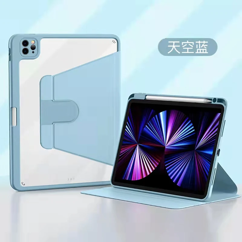 For new ipad air 5 Case 360 Rotated Case with Clear Back for ipad air 4 generation