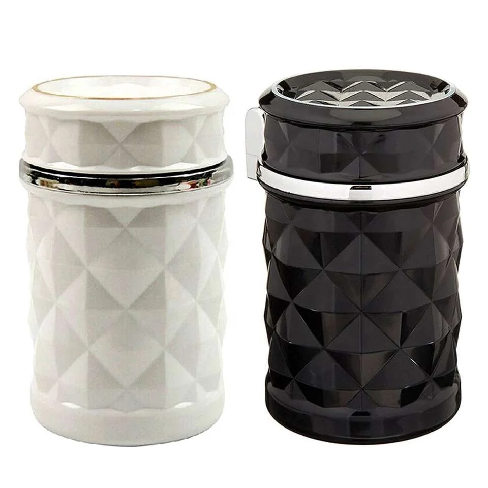New Products Car Ashtray With LED Light Rhinestone Ashtray Car Smokeless Smoke Cup Holder Storage Auto Accessories