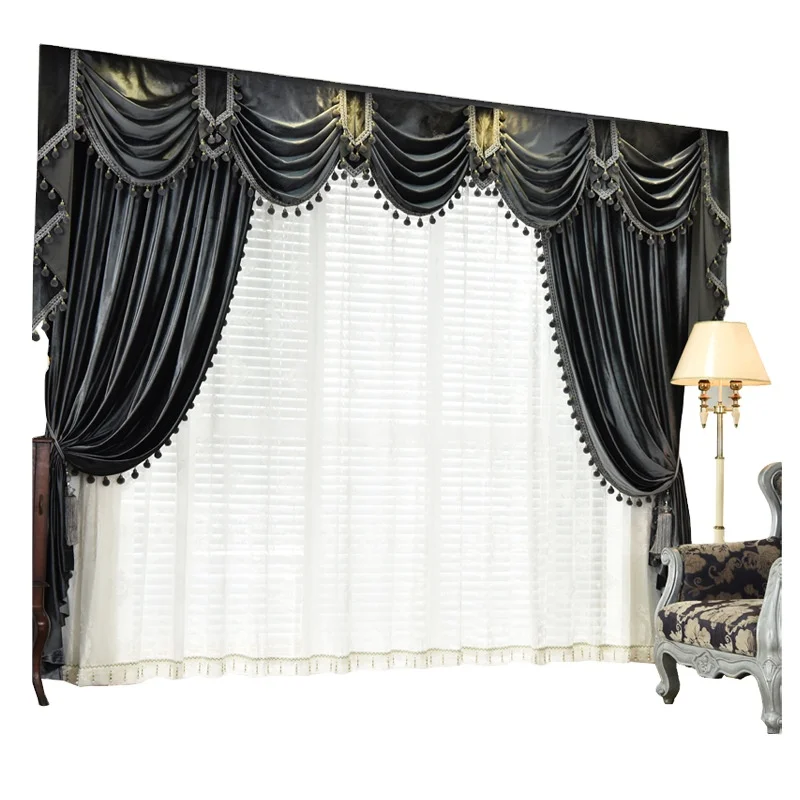 Luxury Curtains European Elegant Super Soft Living Room Window Velvet Curtains