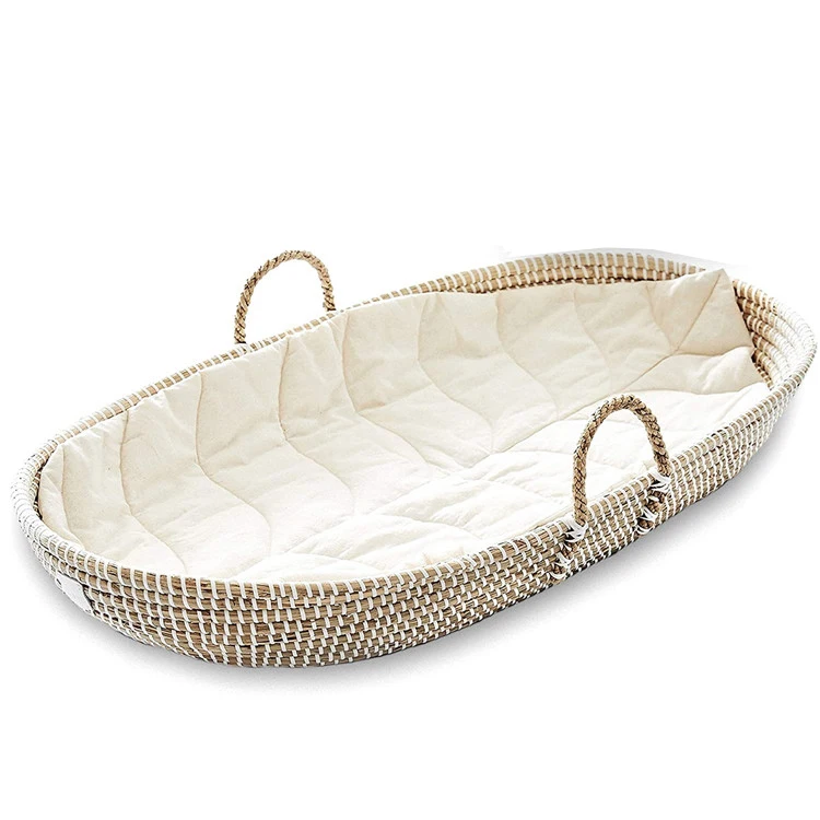 
Yanyisanqiyi Seagrass Baby Changing Basket Crib Waterproof Pad Babys Mose Mat Handmade Table Baskets 