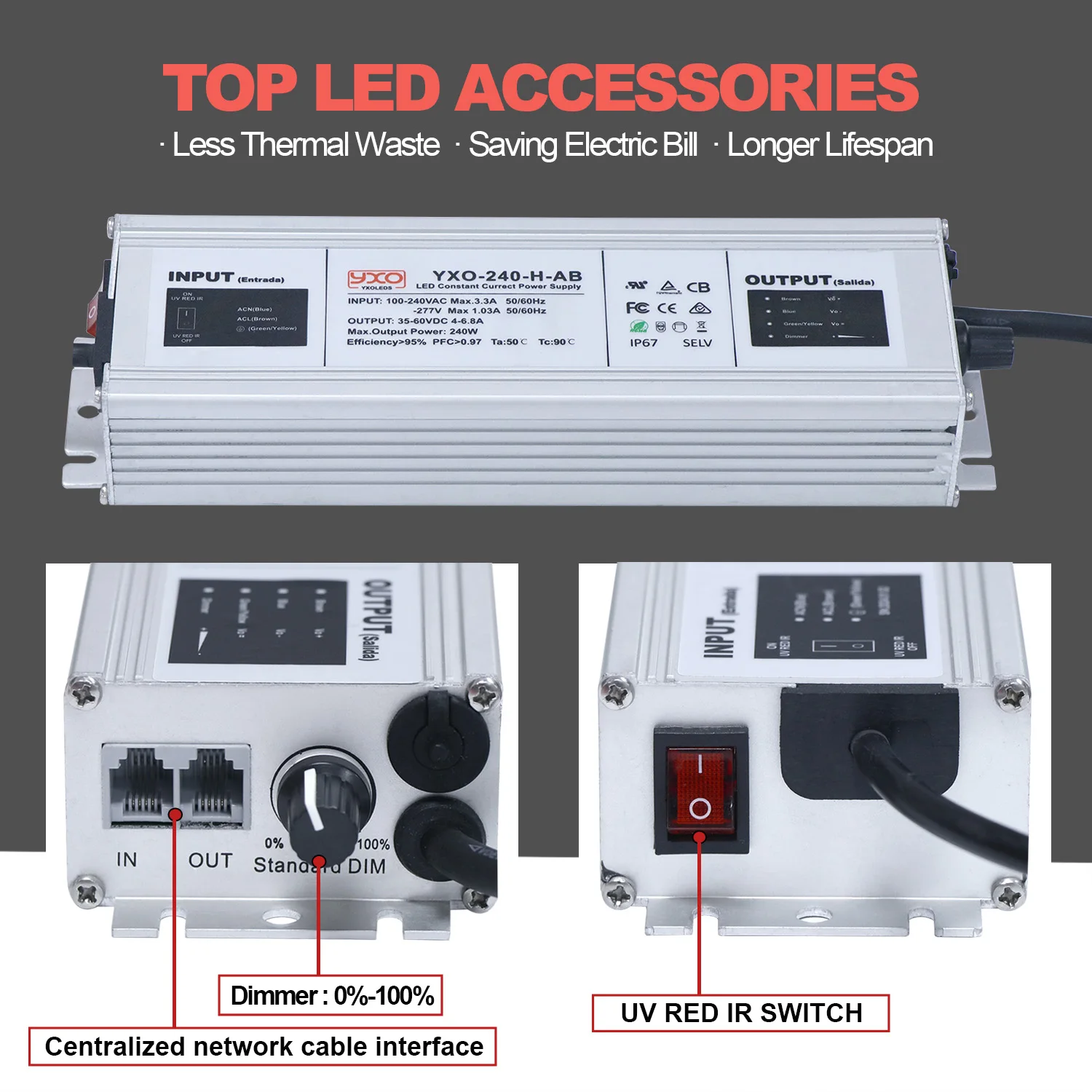 240W LED Plant Light  Adjustable Full Spectrum Grow Light Lamp Samsung LM282B Horticulture Indoor Plant For Veg and Bloom