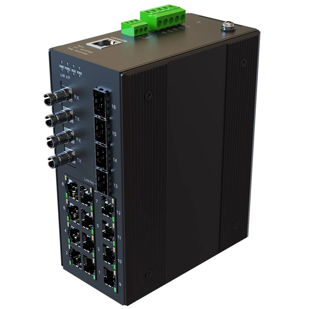 12 Ports 10/100Mbps RJ45 AC 85V-265V 18 Port 100M Managed Industrial Ethernet Switch