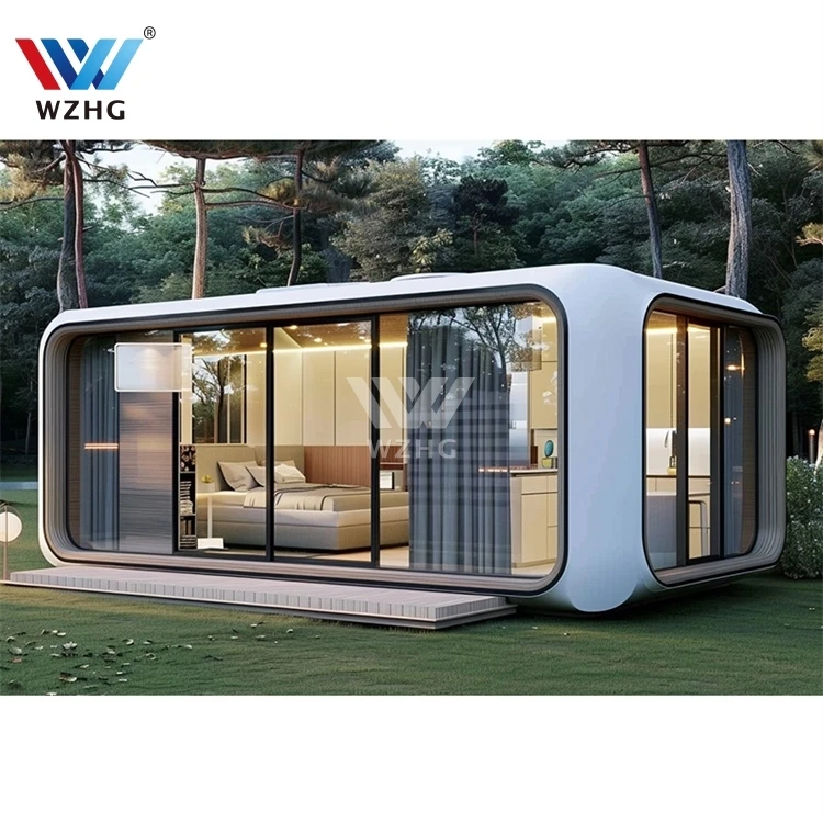 20ft/40ft Double tempered glass design Prefab House Modern Popular Movable House Office Apple Cabin