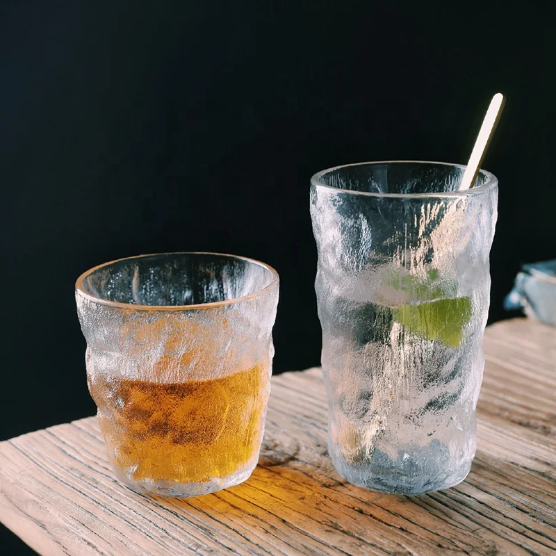 Korean Ins Wind Creative Tree Bark Grain Cold Drink Glass Water Cup Crystal Simple Juice Milk Tea Cups Glacier Glasses