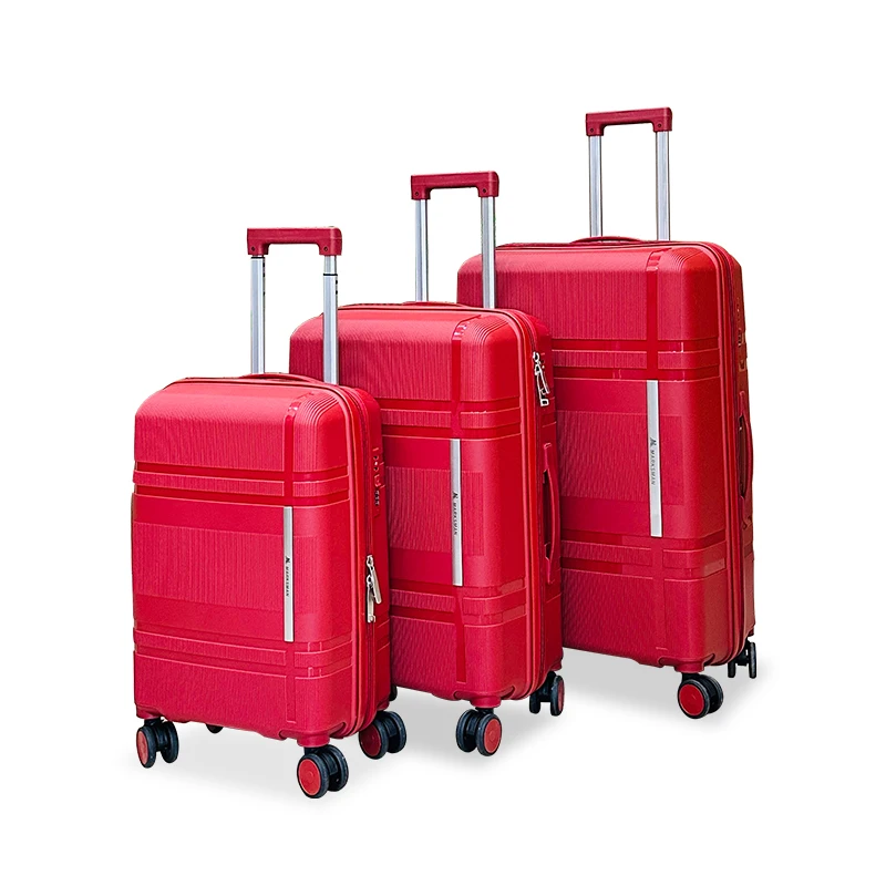 Unisex Marksman Large Capacity Custom Logo Suitcase Set Classic Style with Hot Selling Spinner Caster Metallic PP Luggage Travel