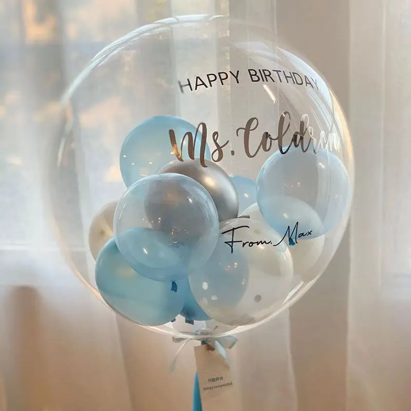 Wholesale Inflatable Transparent balloon Bobo Bubble Luminous Glow Wave balloon flashing with rod