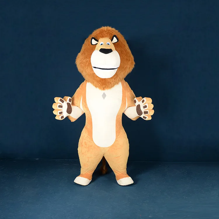 Popular Funny Plush Fur inflatable lion mascot costume cartoon character Alex mascot suit for adults