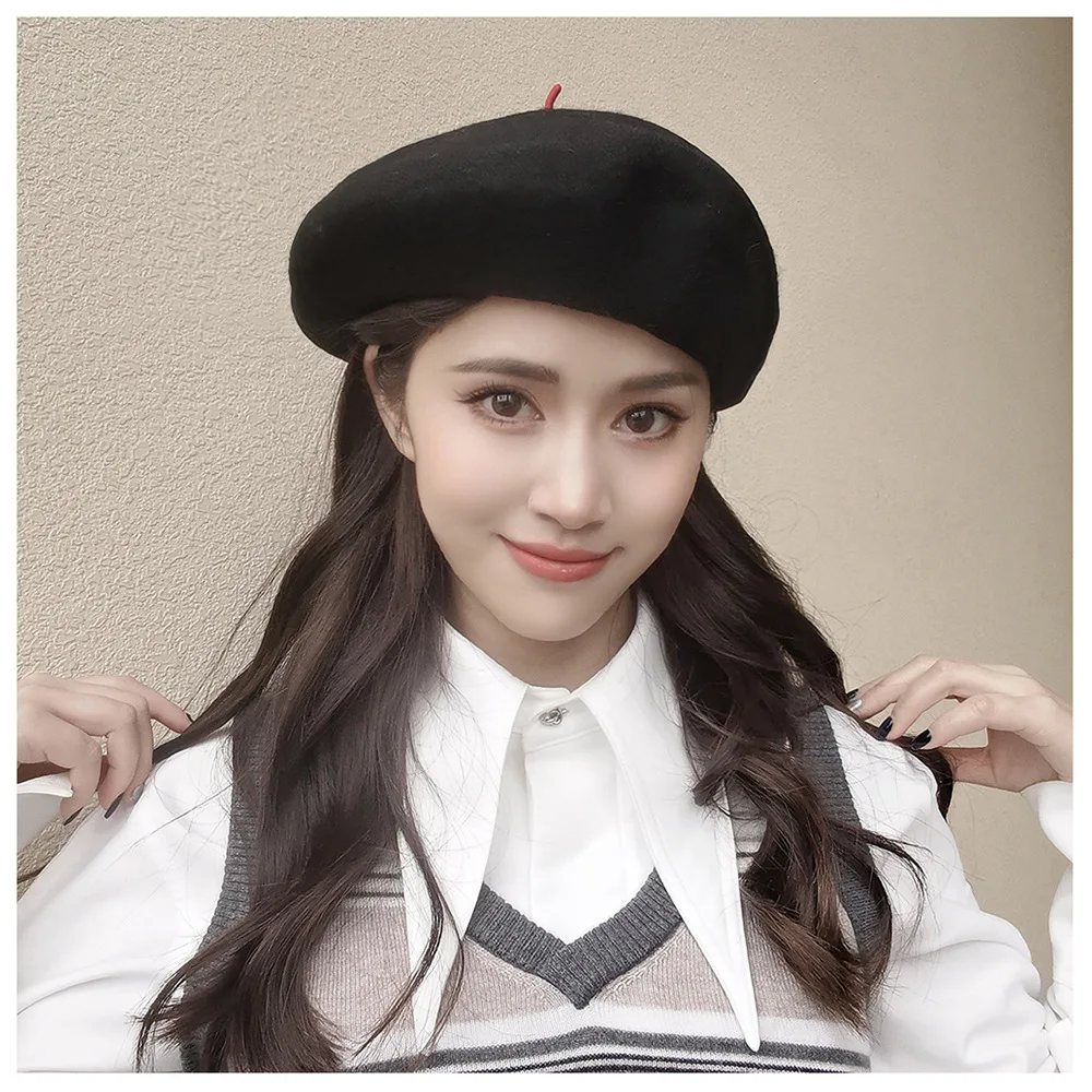 CPC 2024 Classical French Female Wool Warm Beret Spring and Autumn Solid Color Painter Hat  100% Wool Beret Hat Berets