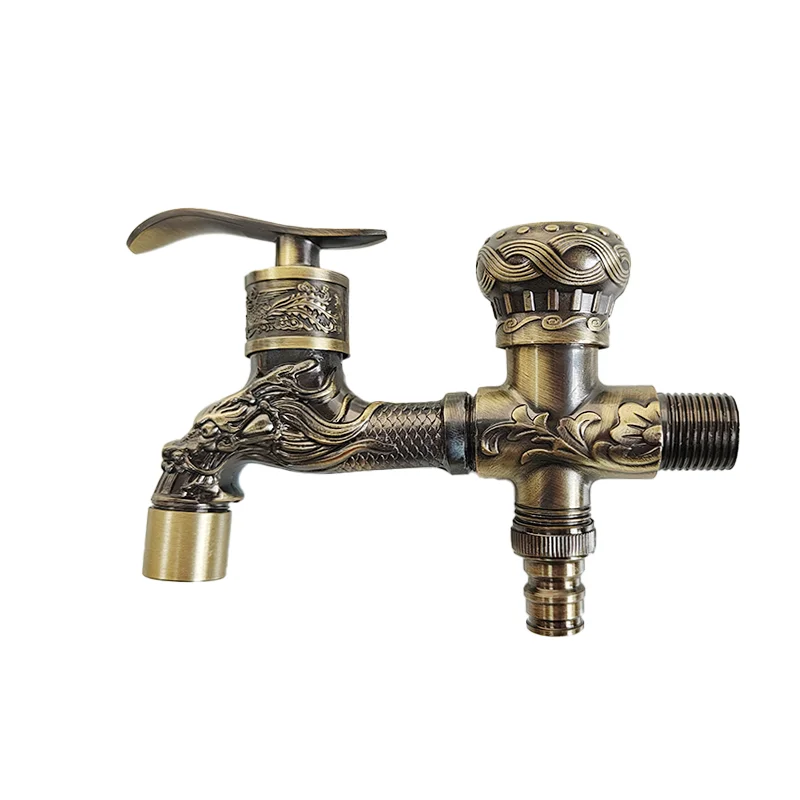 Minwei premium Long Washing Machine Faucet Featuring Bronze Style and Dragon Artwork water tap
