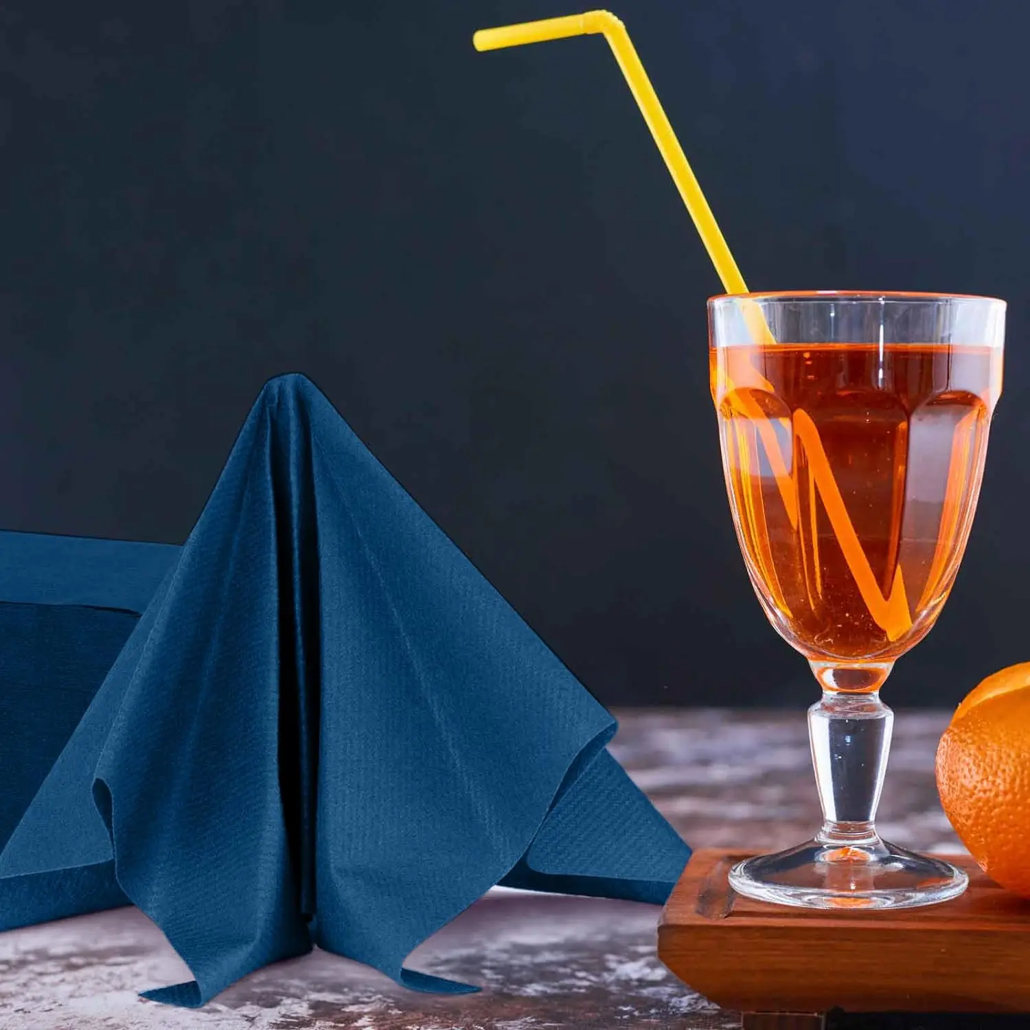 Dark Blue Linen Paper Beverage Cocktail Custom Paper Napkins Serviettes