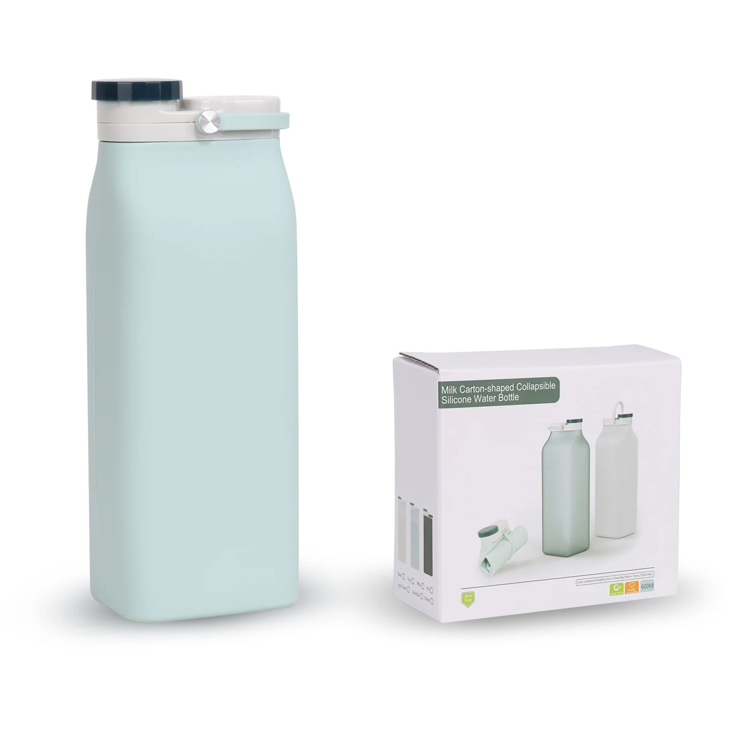 Метка частного назначения логотип LFGB 600ml термос для хранения еды класс Расширяемый Складной подходит для путешествий и занятий спортом питьевой силиконовая бутылка для воды