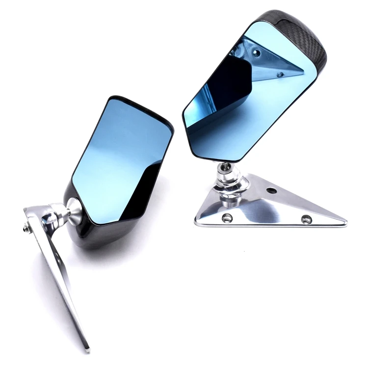 Universal F1 Style Side Mirrors Real Carbon Fiber Rearview Mirrors Blue Tint Mirror For All Cars