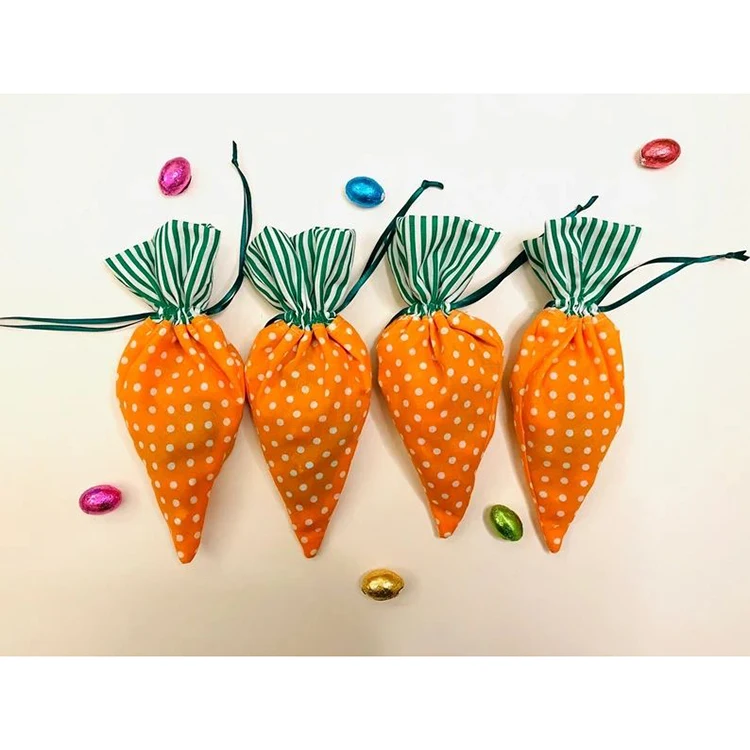 Easter Party Table Basket Ornaments Gifts Carrot Bag Monogrammed Easter Gift For Kids Polka Dot Easter Treat Candy Bag