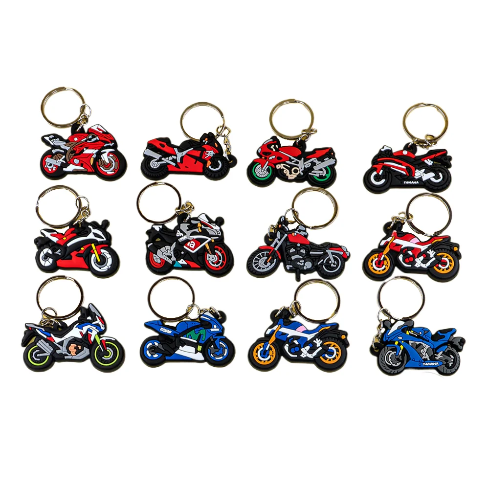 Factory Design Hot Sale Rubber 2D design Motorbike Shape Keychain Custom Logo Soft pvc Key Chains